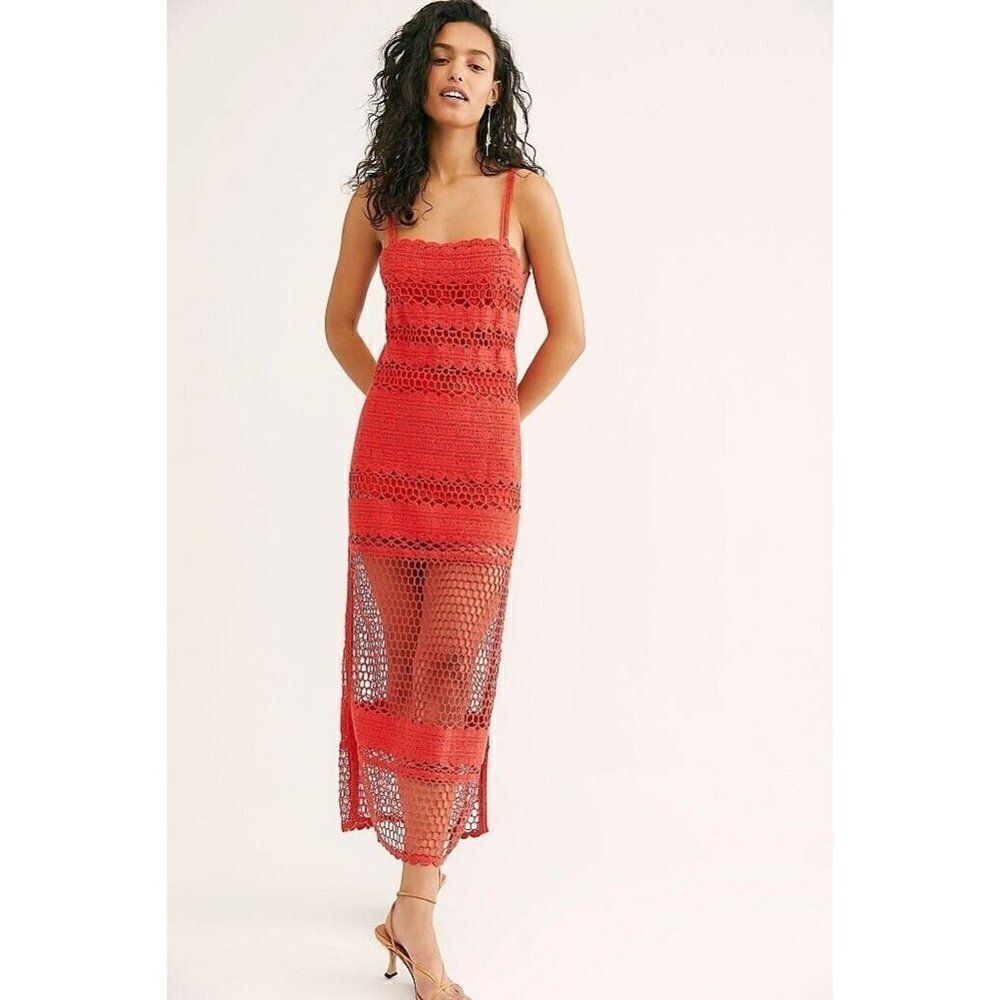 FREE PEOPLE STELLA CROCHET SLEEVELESS MAXI DRESS